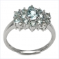 Preview: Edler Diamant-Blue Topas-Ring- 925 Sterling Silb.Rhodin.-1,50 Karat