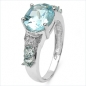 Preview: Exotischer Diamant/Blautopas-Ring-925Sil.Rhod.3,77Karat