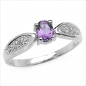 Preview: Diamant/Amethyst-Ring-925 Sterling Silber Rhodiniert