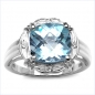 Preview: Edler Diamant-Blue Topas-Ring-925 Sterling Silber Rhod.-3,29 Karat