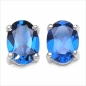 Preview: Ohrstecker Blaue Zirkonia/Oval-925 Silber-Rhod.-3,12cts