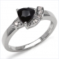 Preview: B-Ware-Diamant-Black Saphir-Ring-925 St.Silber Rhodiniert-0,85 Karat