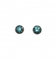 Preview: Runde, blaue Kristall Ohrringe, 4mm mit Zargenfassung-Sterling Silber Rhodiniert