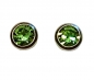 Preview: Runde, grüne Kristall Ohrringe, 5mm mit Zargenfassung-Sterling Silber Rhodiniert