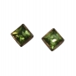 Preview: Quadratische grüne Kristall Ohrringe mit Zargenfassung-925 Sterling Silber Rhod.