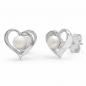 Preview: Herzen-Ohrringe mit Süßwasserzucht-Perle 925-Silber-Rhodiniert-0,70 Karat