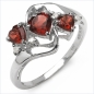 Preview: Herzen Diamant/Granat-Ring-925 Silber Rhodiniert-1,24 Karat