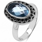 Preview: Antiker Blautopas-Ring-925 Sterling Silber-Rhodiniert-4,00 Karat