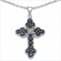 Preview: Collier mit großem Kreuz-Anhänger -Diamant/Saphire