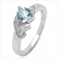 Preview: B-Ware-Diamant-Blue Topas-Ring- 925 Sterling Silber Rhodiniert