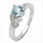 Preview: Diamant-Blue Topas-Ring- 925 Sterling Silber Rhodiniert