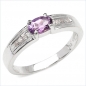 Preview: Strahlender Diamant/Amethyst-Ring- 925 Sterling Silber