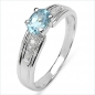 Preview: Strahlender Diamant/BlueTopas-Ring- 925 Sterling Silber-0,71Karat