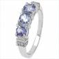 Preview: Edler Diamant/Tansanit Ring-925 Sterling Silber Rhodiniert-0,80 Karat