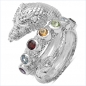 Preview: Drachen-Ring mit 5 verschiedenen Edelsteinen-925 Sterling Silber Rhodiniert 0,80 Karat