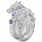 Preview: Drachen-Ring mit 7 blauen Tansaniten-925 Sterling Silber Rhodiniert 0,84 Karat