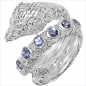 Preview: Drachen-Ring mit 7 blauen Tansaniten-925 Sterling Silber Rhodiniert 0,84 Karat