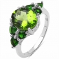 Preview: Großer grüner Peridot/Chromdiopsid-Ring-925 Sterling Silber-Rhodiniert 3,41