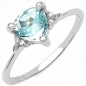 Preview: Edler Diamant / Blue Topas- Ring - 925 Sterling Silber-Rhodiniert in 1,31 Karat