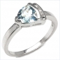 Preview: Edler Diamant-Blue Topas-Ring- 925 Sterling Silber Rhod.-1,26 Karat