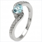 Preview: B-Ware-Herz Diamant/Blautopas-Ring-925 Sterling Silber Rh.-0,52 Karat