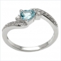 Preview: B-Ware-Herz Diamant/Blautopas-Ring-925 Sterling Silber Rh.-0,52 Karat