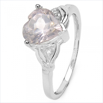 Edler Diamant/Rosenquarz-Ring-925 St.Silber 2,02 Karat