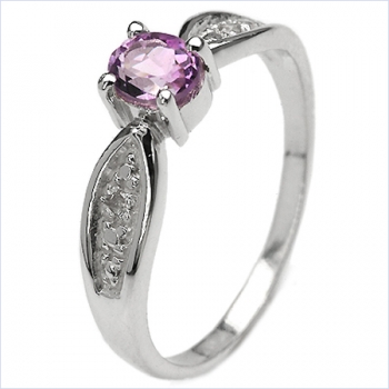 Diamant/Amethyst-Ring-925 Sterling Silber Rhodiniert