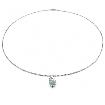 Collier/Kette Anhänger Diamant-Blautopas 925 Silber/Rh.0,81 Karat