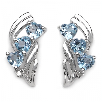 Diamant Ohrringe-925 Silber-Rhodin.-mit Blauopas-Herzen-1,52 Karat