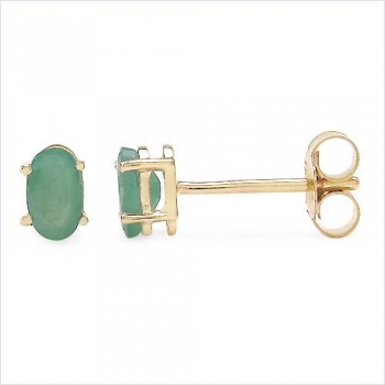 Elegante Ohrringe/Ohrstecker Smaragd (Emerald)-in 10 Karat Gelbgold (416er)
