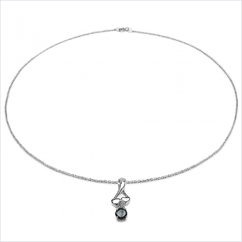 Collier/Halskette mit Saphir-Anhänger-1,10 Karat-Silber Rhodiniert