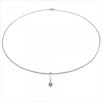Collier/Kette-Anhänger Smaragd (Emerald)-925 Silber-Rhod.-0,50 Karat