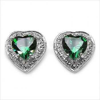 Collier/Halskette 925-Silber mit grünem Zirkonia-Herz