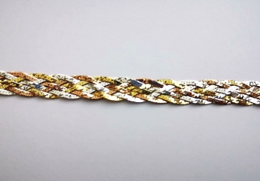 6-reihige Zopfkette/Collier geflochten-925 Sterling Silber-Gelbgold-Rotgold-10mm