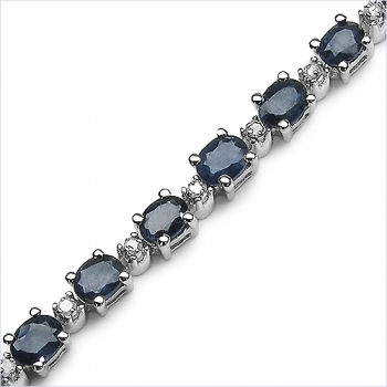 Edles Diamant-Saphir Armband-Silber Rhod.-52 Edelsteine