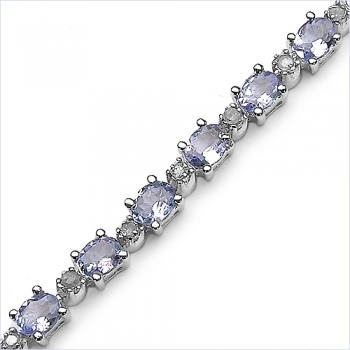 Edles Diamant-Tansanit Armband-Silber Rhod.52 Edelsteine