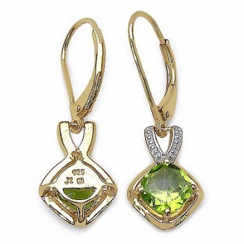 Ohrringe/Ohrhaken mit Peridot-2,10 Karat Silber-vergoldet 14 Karat Gelbgold