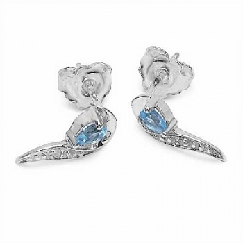Diamant Ohrringe -925 Silber- Rhodiniert-mit Blue Topas