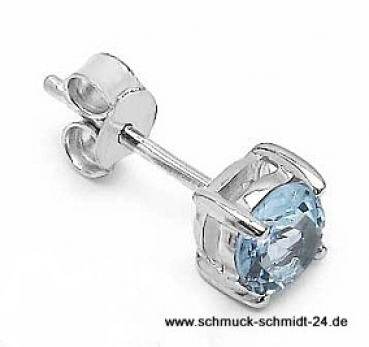 Zierlicher Herren-Ohrring/Ohrstecker Blautopas-0,10 Karat-Silber-Rhodiniert
