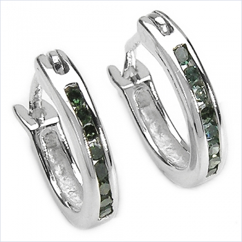 Seltene Grüne Diamanten-Ohrringe/Creolen-925 Sterl.Silber