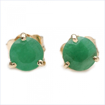 Ohrstecker Smaragd (Emerald) (0,50 Karat) im Rundschliff - Gelbgold 10 Karat (416er)