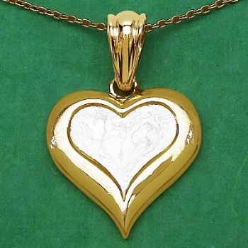 Collier Halskette mit Herz-Anhänger-925 Silber-vergoldet mit 14 Karat Gelbgold