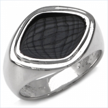 ONYX-Herren-Ring Siegelring 925 Sterl.Silber Rhodiniert 3,29 Karat