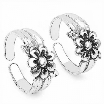 Zehenring/Fußschmuck Blume 925 Sterling Silber Rhodiniert