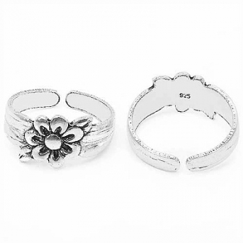 Zehenring/Fußschmuck Blume 925 Sterling Silber Rhodiniert