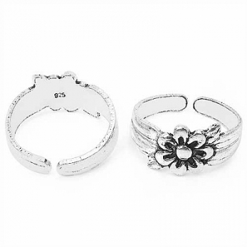 Zehenring/Fußschmuck Blume 925 Sterling Silber Rhodiniert