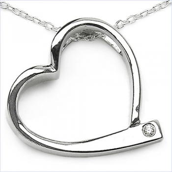Collier/Halskette 925-Silber mit Herz Anhänger/Zirkonia