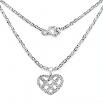 Collier/Halskette 925-Sterling Silber mit Herz Anhänger weiße Zirkonia