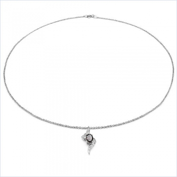 Collier/Kette m.Diamant-Granat-Anhänger-Silber-2,51Karat